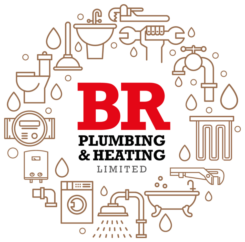 BR Plumbing and Heating logo with icons.